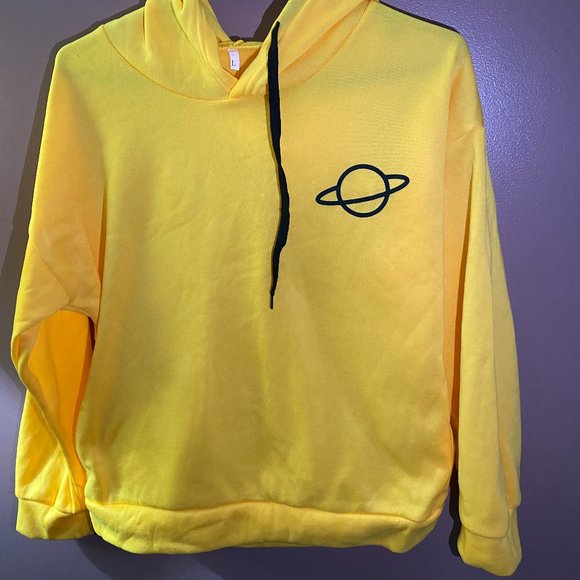 Light Yellow hoodie with planet logo - Picture 1 of 2